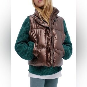 NOIZE Girl's Aurora MG Puffer Vest in Copper Metal Size XL (Kids 14)